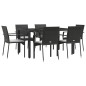 vidaXL Set de comedor de jardín 7 pzas y cojines ratán sintético negro