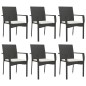 vidaXL Set de comedor de jardín 7 pzas y cojines ratán sintético negro