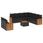 vidaXL Set de sofás de jardín 10 pzas cojines ratán sintético negro vidaXL Set de sofás de jardín 10 pzas cojines ratán sintético negro