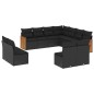 vidaXL Set de sofás de jardín 11 pzas y cojines ratán sintético negro vidaXL Set de sofás de jardín 11 pzas y cojines ratán sintético negro