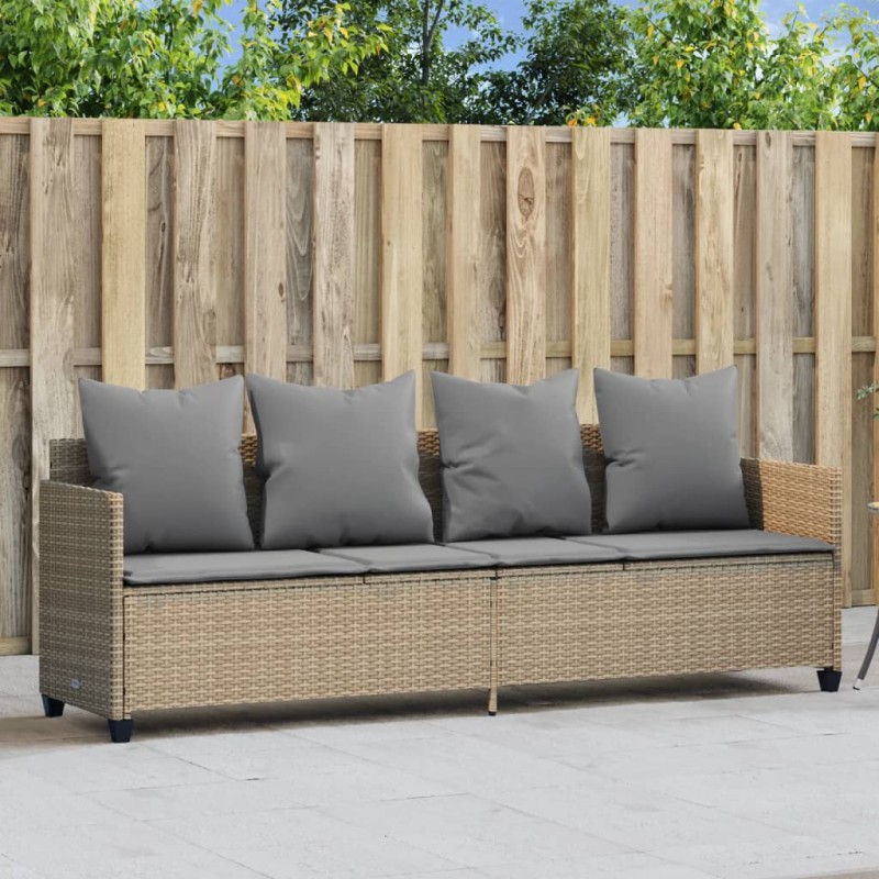 vidaXL Tumbona con cojines ratán sintético beige vidaXL Tumbona con cojines ratán sintético beige