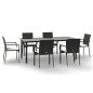 vidaXL Set de comedor de jardín 7 pzas y cojines ratán sintético negro vidaXL Set de comedor de jardín 7 pzas y cojines ratán sintético negro
