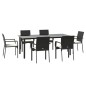 vidaXL Set de comedor de jardín 7 pzas y cojines ratán sintético negro vidaXL Set de comedor de jardín 7 pzas y cojines ratán sintético negro
