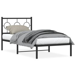 vidaXL Estructura de cama con cabecero metal negro 90x190 cm