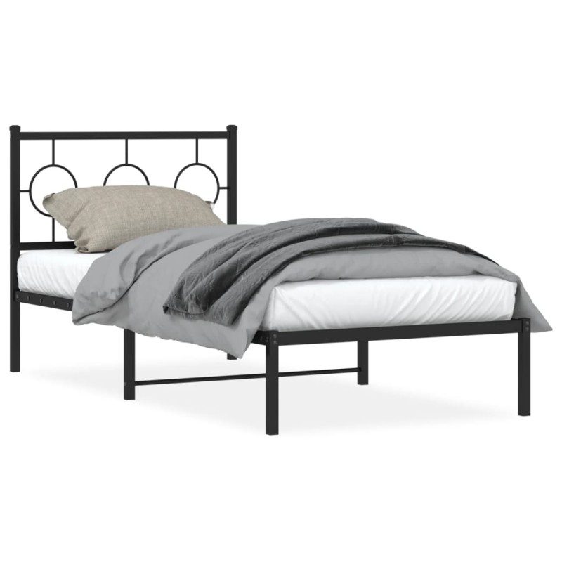 vidaXL Estructura de cama con cabecero metal negro 90x190 cm vidaXL Estructura de cama con cabecero metal negro 90x190 cm