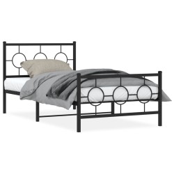 vidaXL Estructura de cama con cabecero y estribo metal negro 100x200cm