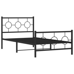 vidaXL Estructura de cama con cabecero y estribo metal negro 100x200cm