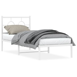 vidaXL Estructura de cama de metal con cabecero blanco 80x200 cm