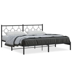 vidaXL Estructura de cama con cabecero metal negro 193x203 cm