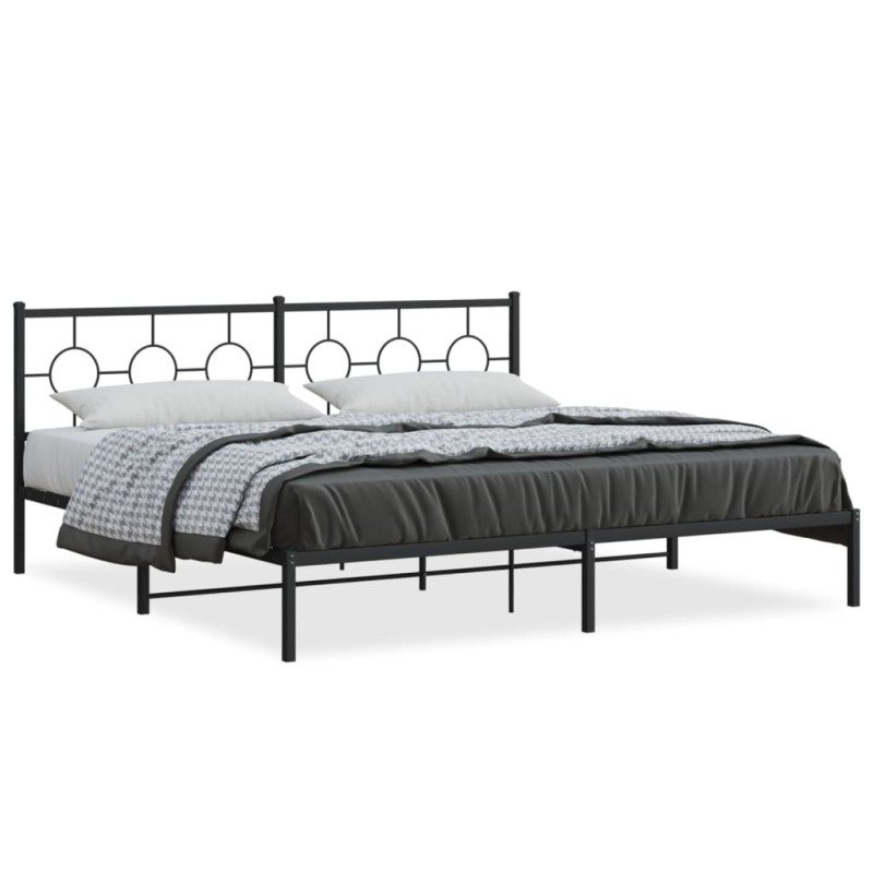 vidaXL Estructura de cama con cabecero metal negro 193x203 cm
