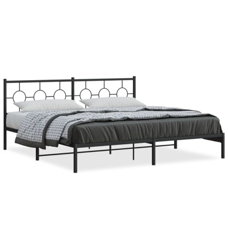 vidaXL Estructura de cama con cabecero metal negro 193x203 cm