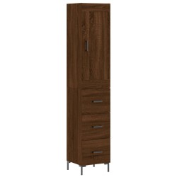 vidaXL Aparador alto madera contrachapada roble marrón 34,5x34x180 cm