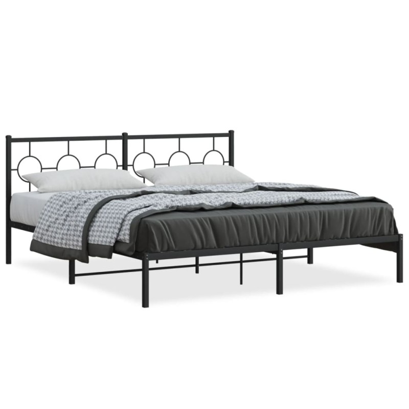 vidaXL Estructura de cama con cabecero metal negro 180x200 cm vidaXL Estructura de cama con cabecero metal negro 180x200 cm
