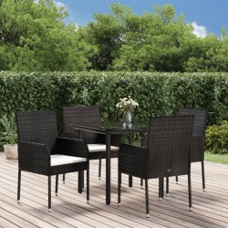 vidaXL Set de muebles jardín 5 pzas con cojines ratán sintético negro