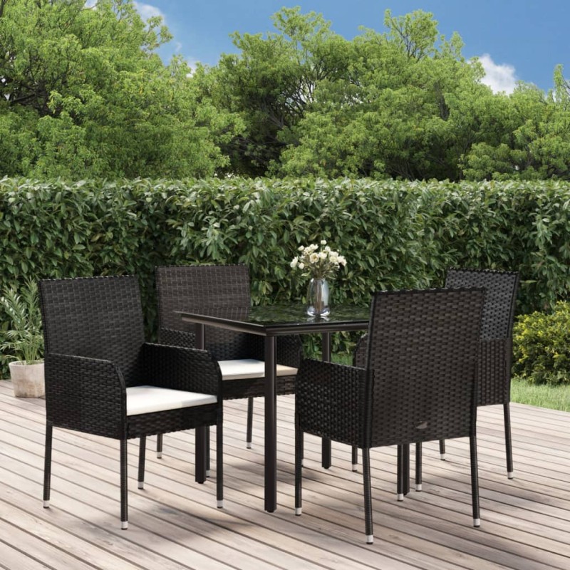 vidaXL Set de muebles jardín 5 pzas con cojines ratán sintético negro