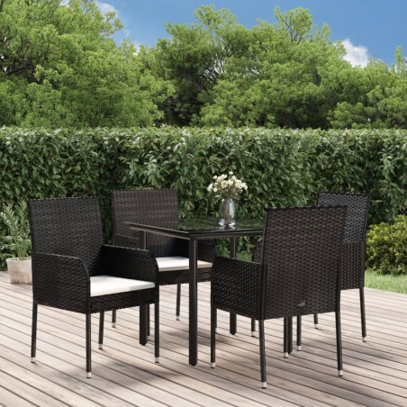 vidaXL Set de muebles jardín 5 pzas con cojines ratán sintético negro