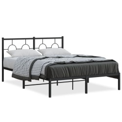 vidaXL Estructura de cama con cabecero metal negro 140x190 cm
