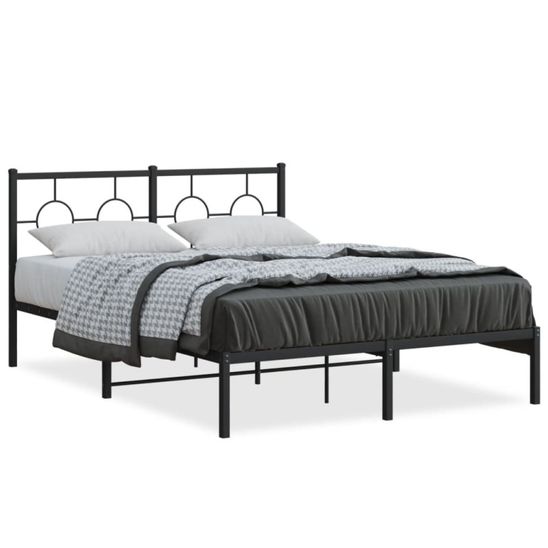 vidaXL Estructura de cama con cabecero metal negro 140x190 cm vidaXL Estructura de cama con cabecero metal negro 140x190 cm