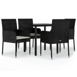 vidaXL Set de muebles jardín 5 pzas con cojines ratán sintético negro