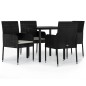 vidaXL Set de muebles jardín 5 pzas con cojines ratán sintético negro