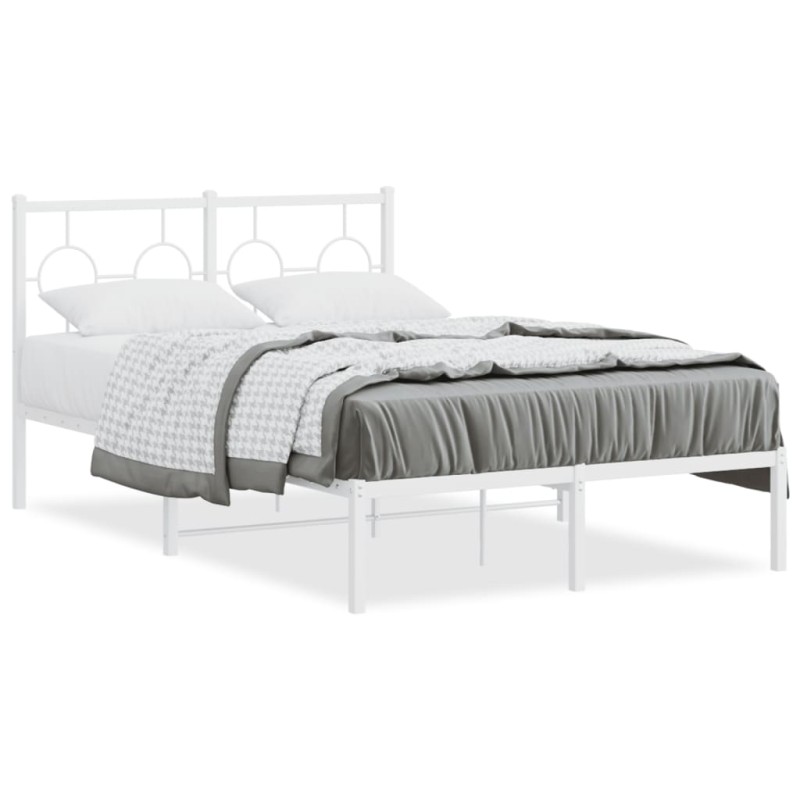 vidaXL Estructura de cama de metal con cabecero blanca 120x190 cm vidaXL Estructura de cama de metal con cabecero blanca 120x190 cm