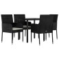 vidaXL Set de muebles jardín 5 pzas con cojines ratán sintético negro