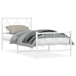 vidaXL Estructura cama metal con cabecero y pie cama blanca 90x190 cm