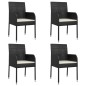 vidaXL Set de muebles jardín 5 pzas con cojines ratán sintético negro
