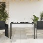 vidaXL Mesa de jardín superficie de vidrio ratán PE negro 115x54x74 cm