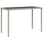 vidaXL Mesa jardín superficie vidrio ratán PE gris claro 115x54x74 cm vidaXL Mesa jardín superficie vidrio ratán PE gris claro 115x54x74 cm