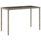 vidaXL Mesa jardín superficie vidrio ratán PE gris claro 115x54x74 cm vidaXL Mesa jardín superficie vidrio ratán PE gris claro 115x54x74 cm