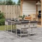 vidaXL Set comedor de jardín 5 pzas cojines ratán sintético gris claro vidaXL Set comedor de jardín 5 pzas cojines ratán sintético gris claro