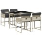 vidaXL Set comedor de jardín 5 pzas cojines ratán sintético gris claro vidaXL Set comedor de jardín 5 pzas cojines ratán sintético gris claro