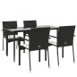 vidaXL Set de muebles jardín 5 pzas con cojines ratán sintético negro