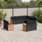 vidaXL Set de sofás de jardín 11 pzas y cojines ratán sintético negro vidaXL Set de sofás de jardín 11 pzas y cojines ratán sintético negro