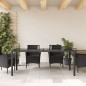 vidaXL Mesa de jardín superficie de vidrio ratán PE negro 190x90x75 cm vidaXL Mesa de jardín superficie de vidrio ratán PE negro 190x90x75 cm
