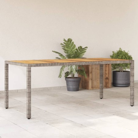 vidaXL Mesa de jardín superficie madera acacia ratán gris 190x90x75cm