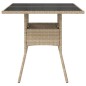 vidaXL Mesa de jardín superficie de vidrio ratán PE beige 80x80x75 cm vidaXL Mesa de jardín superficie de vidrio ratán PE beige 80x80x75 cm