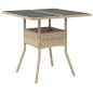 vidaXL Mesa de jardín superficie de vidrio ratán PE beige 80x80x75 cm vidaXL Mesa de jardín superficie de vidrio ratán PE beige 80x80x75 cm
