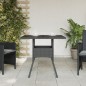 vidaXL Mesa de jardín superficie de vidrio ratán PE negro 80x80x75 cm vidaXL Mesa de jardín superficie de vidrio ratán PE negro 80x80x75 cm
