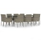 vidaXL Set comedor jardín 11 pzas y cojines ratán sintético negro gris vidaXL Set comedor jardín 11 pzas y cojines ratán sintético negro gris