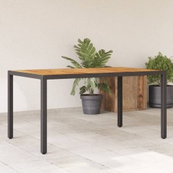 vidaXL Mesa de jardín superficie madera acacia ratán negro 150x90x75cm