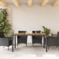 vidaXL Mesa de jardín superficie madera acacia ratán negro 150x90x75cm vidaXL Mesa de jardín superficie madera acacia ratán negro 150x90x75cm