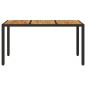 vidaXL Mesa de jardín superficie madera acacia ratán negro 150x90x75cm vidaXL Mesa de jardín superficie madera acacia ratán negro 150x90x75cm