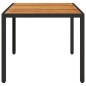 vidaXL Mesa de jardín superficie madera acacia ratán negro 150x90x75cm vidaXL Mesa de jardín superficie madera acacia ratán negro 150x90x75cm