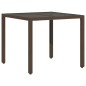 vidaXL Mesa de jardín superficie de vidrio ratán PE marrón 90x90x75 cm vidaXL Mesa de jardín superficie de vidrio ratán PE marrón 90x90x75 cm