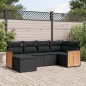 vidaXL Set de sofás de jardín 6 piezas y cojines ratán sintético negro vidaXL Set de sofás de jardín 6 piezas y cojines ratán sintético negro