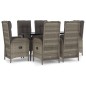vidaXL Set comedor jardín 7 pzas y cojines ratán sintético negro gris vidaXL Set comedor jardín 7 pzas y cojines ratán sintético negro gris