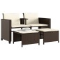 vidaXL Sofá de jardín 2 plazas con mesa y taburetes ratán PE marrón vidaXL Sofá de jardín 2 plazas con mesa y taburetes ratán PE marrón