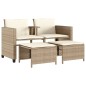vidaXL Sofá de jardín 2 plazas con mesa y taburetes ratán PE beige vidaXL Sofá de jardín 2 plazas con mesa y taburetes ratán PE beige